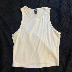 White Rib Knit Tank Top